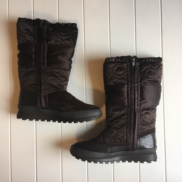 Coach New In Box Drexel Chocolate Quilted Snow Boots Monogram Solid Deadstock - Picture 5 of 7